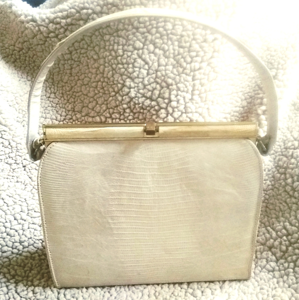 Rare vintage ivory lizard skin handbag